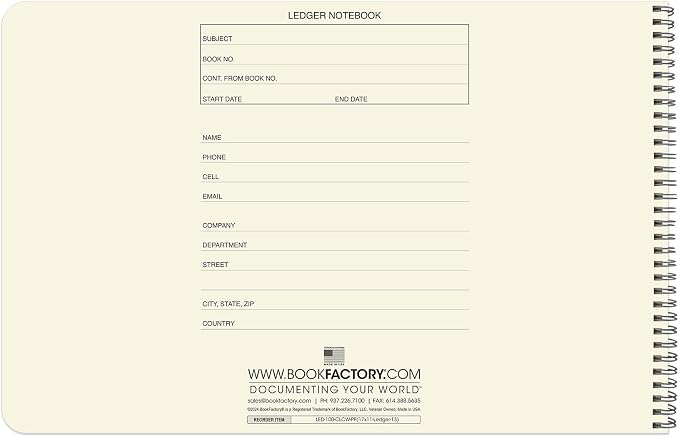 BookFactory Accounting Ledger Notebook/Large 13 Column Accounting Ledger - Image 2