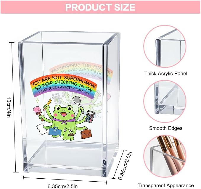 Vgrti You Are Not Superhuman Acrylic Cosmetic Pencil Pen Holder Cup, Boho Cute - Image 2