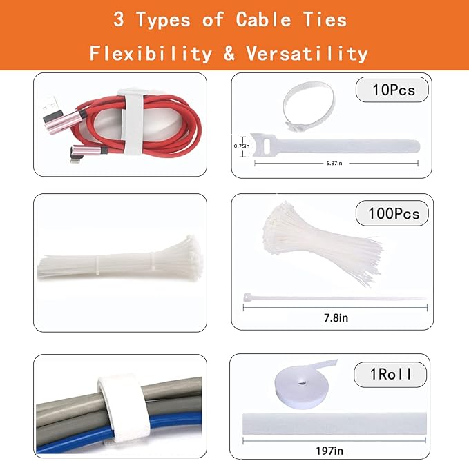 319pcs Cable Management Organizer Kit, Desk Cord Organizer, 98 Adhesive Cable - Image 4
