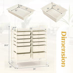 Happygrill 12-Drawer Rolling Storage Cart, 2 Sizes Plastic Drawers & Metal Shelf - Image 2