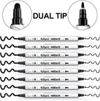 TRANSON 8 Pack Black Bold and Fine Dual-tip Acrylic Paint Marker - Image 4