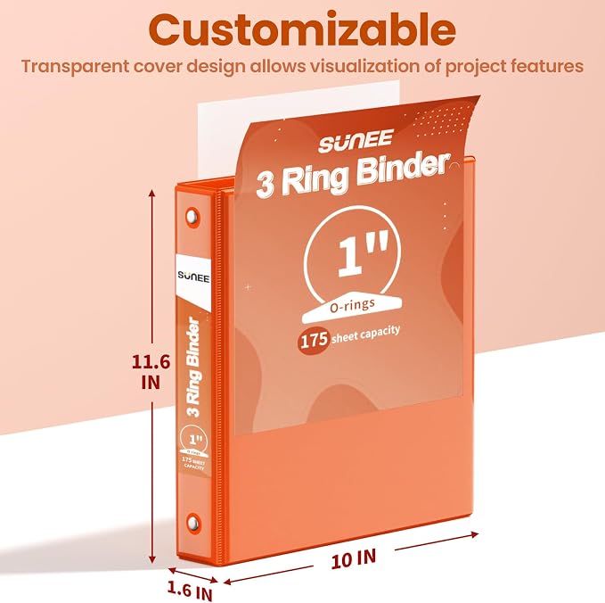 SUNEE 3 Ring Binder 1 Inch 1 Pack - Image 7