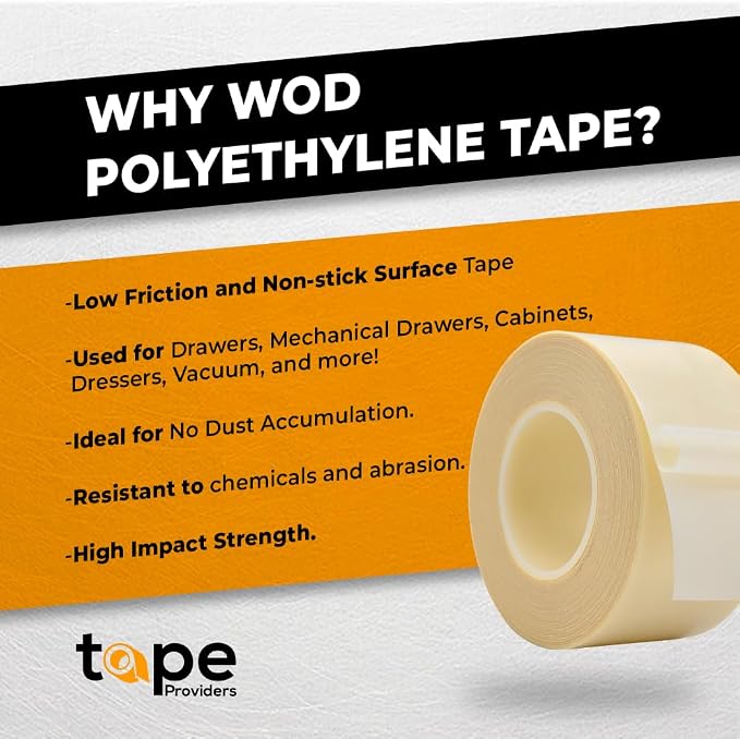 WOD SPT7A UHMW Polyethylene Transparent Film Slick Tape, 1/2 inch x 10 ft. - Image 2