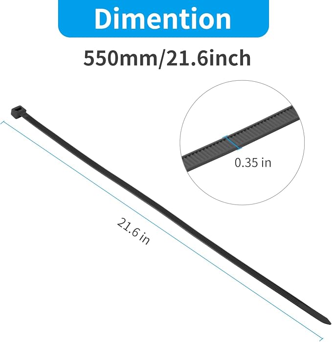 XINGO 22 inch Black Zip Ties Heavy Duty 100Pack, 200 LBS Ultra Strong Plastic - Image 3