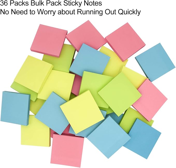 Sticky Notes 3x3, Self-Stick Notes, 36 Pads, 100 Sheets/Pad, Daily Life - Image 2