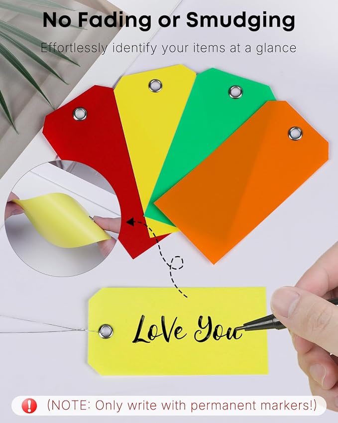 Uniclife 120 Pcs Plastic Tags for Labeling 4 Colors, 4.7"x 2.36" Plastic - Image 5