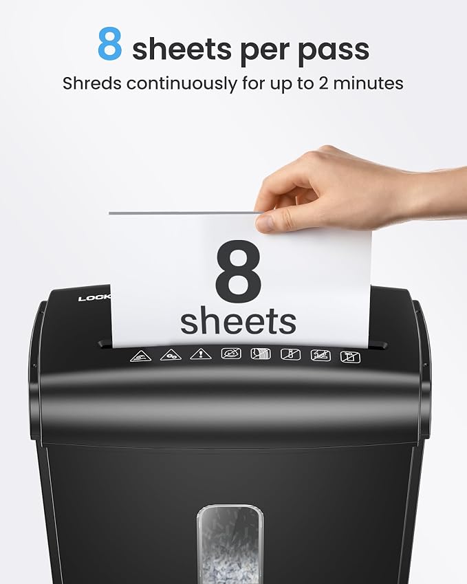 Locksworth 8-Sheet Micro Cut Paper Shredder P-4 High Security - Image 2