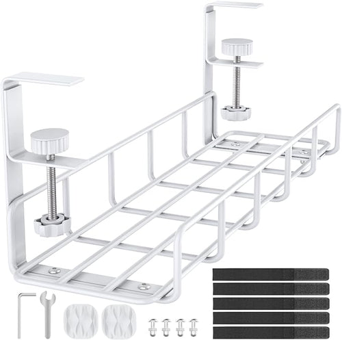 15.7” Under Desk Cable Management Tray, No Drill Steel Cable Tray Organizers by REFLYING