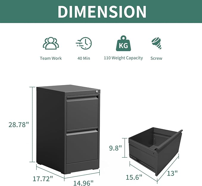FLIXELIO 2 Drawer File Cabinet - Image 3