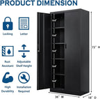 TaskStorz Storage Cabinet, 72 Inch Tall Metal Storage Cabinet - Image 3