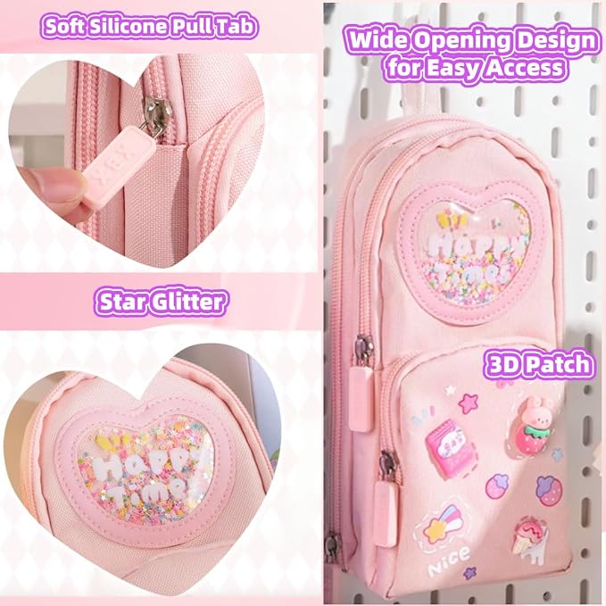 Fiaoudm Large Capacity Kawaii Pink Pencil Case & Pencil Pouch – Cute - Image 5
