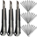 WEKOIL 9mm Snap Off Utility Knife 3 Pack High Hardness Retractable Box Cutters by WEKOIL