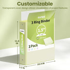 SUNEE 3 Ring Binder 1.5 Inch 1 Pack, Light Yellow - Image 7