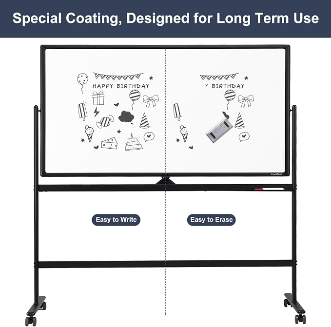 Dry Erase Whiteboard Easel on Wheels - Image 6