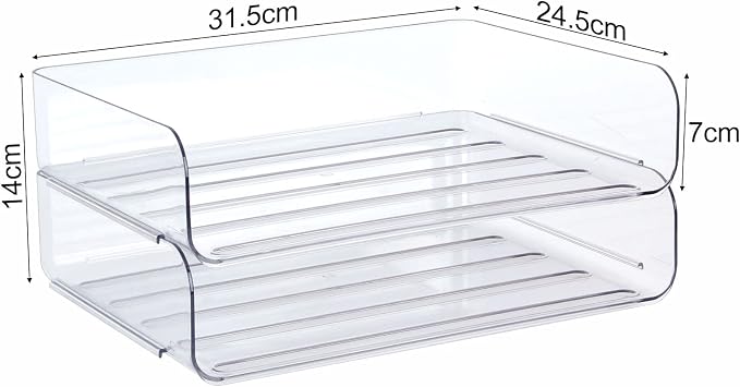 Zyners 2 Pack Stackable Desk Letter Paper Tray, A4 Clear Plastic Desk File - Image 2