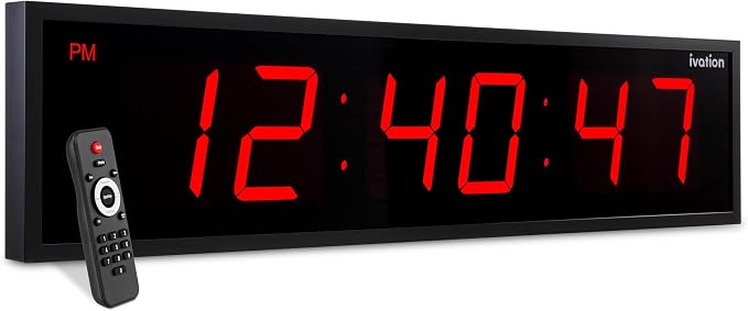 Ivation Huge Oversized 72" Large Digital LED Clock | Big Digital Clock by Ivation