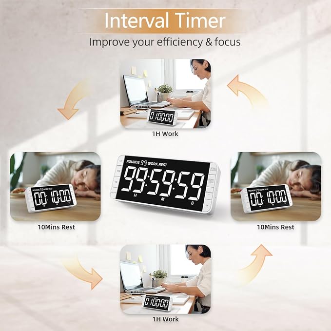7.8'' Extra Large Rechargeable LED Kitchen Timer - Image 2