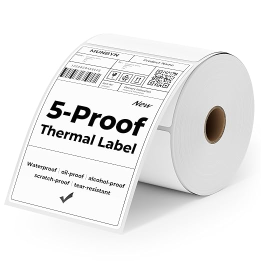 MUNBYN 4"x6" Direct Thermal Shipping Labels, Durable Waterproof, Scratch-Proof by MUNBYN