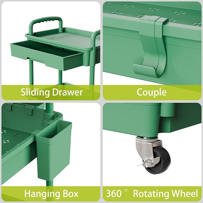 Sorgion 4 Tier Rolling Cart Organizer, Art Craft Diaper Bedside Snack Laundry - Image 4