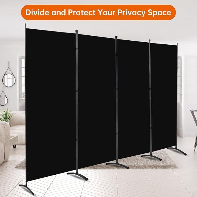 Room Divider 6FT Folding Privacy Screens, 4 Panel Partition Room Dividers - Image 5