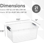 Superio Storage Bins with Lids- 2 Pack, 21 Qt Clear Boxes - Image 2