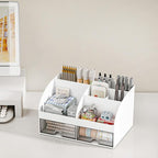 Desk Organizer with 6 Compartments and 2 Drawers, Plastic Makeup Organizer - Image 6