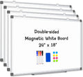 AMUSIGHT 4 Pack Double-Sided Magnetic Whiteboard, Aluminum Frame White Board by AMUSIGHT