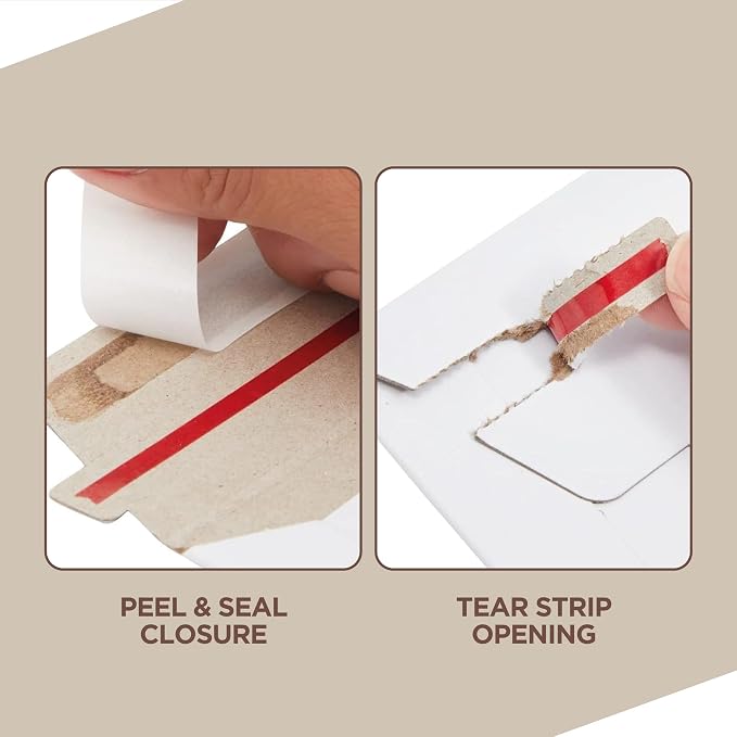 100 Pack 9.5 x 12.5 Inches Rigid Mailers – Self Adhesive White Cardboard - Image 4