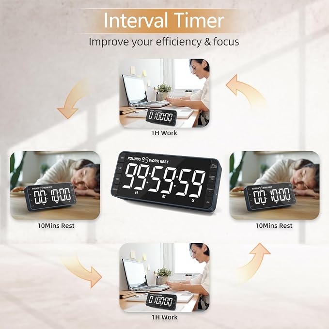 7.8'' Extra Large Rechargeable LED Kitchen Timer - Image 2