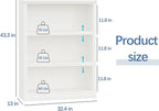 blini 3-Shelf Bookcase White Wooden Bookshelves 33in Wide Floor Standing - Image 3