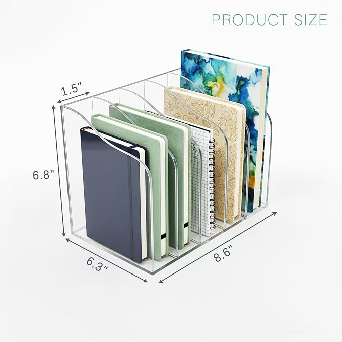 Acrylic Desk Organizer 5 Vertical Compartments Office Organization Clear - Image 2