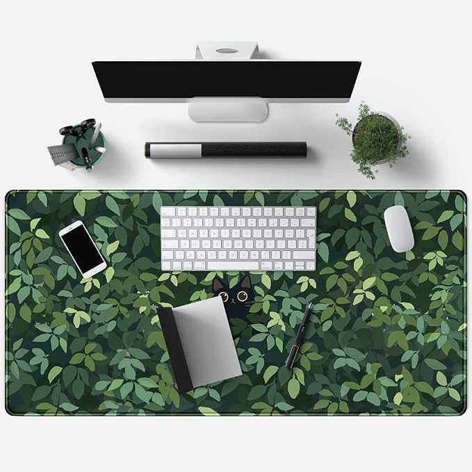 Cute Cat Kawaii Green Desk Mat - Image 4