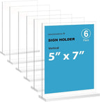 newnewshow 5“x7” Acrylic Sign Holder 6 Pack Vertical T Shape Double-Sided by NEWNEWSHOW