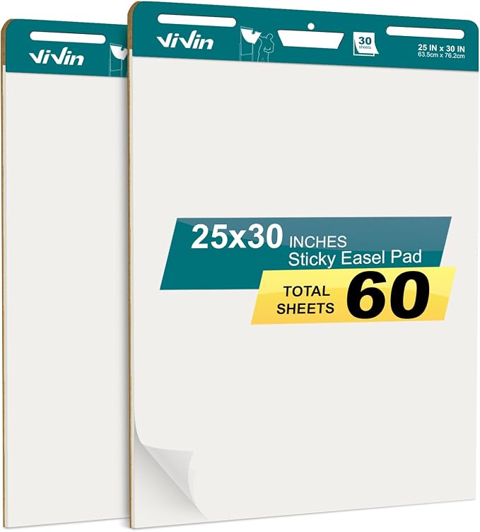 ViVin Super Sticky Easel Pad, 25 x 30 Inches Flip Chart Paper by ViVin