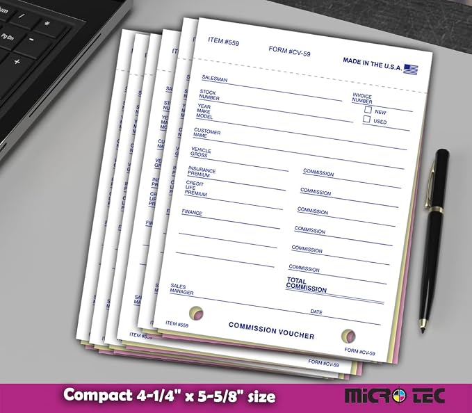 Commission Voucher Book CV-59-3 Part Carbonless Forms, Triplicate NCR Receipt - Image 9