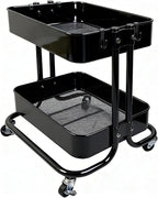 LiWNYRK 2 Tier Cart with Wheels Heavy Duty Metal Rolling Storage Cart by LIWNYRK