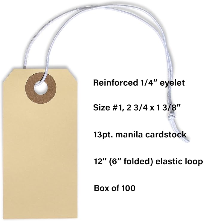 Manila Tags with Elastic Loop - Image 3
