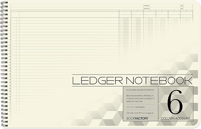 BookFactory Accounting Ledger Notebook/Large 6 Column Accounting Ledger by BookFactory
