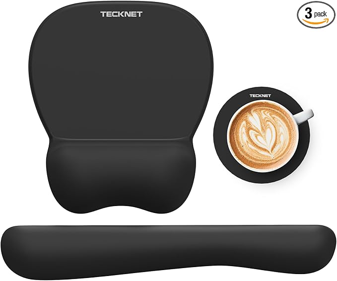 TECKNET Gel Mouse Pad Set with Wrist Rest and Keyboard Wrist Rest, Ergonomic by Tecknet