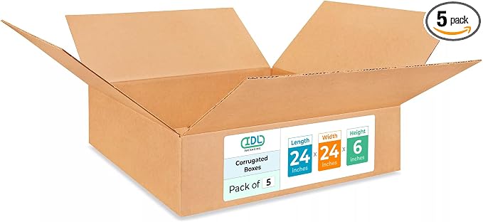 Large Shipping & Moving Boxes 24 x 24 x 6 inches by IDLPackaging