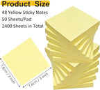 48 Pack 2400 Sheets Sticky Notes 3x3, 8 Colors Sticky Note Pads, Colored Sticky - Image 2