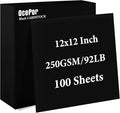 OcePor 100 Sheets Black Cardstock 12” x 12”, 92lb/250gsm Black Card Stock by OcePor