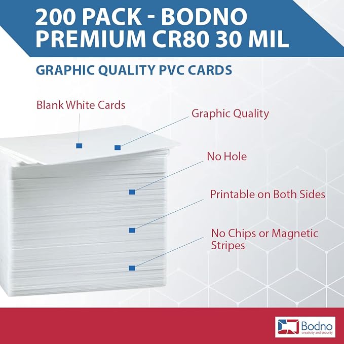 200 Pack - Bodno Premium CR80 30 Mil Graphic Quality PVC Cards - Image 2
