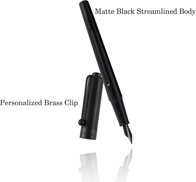 HUASHILAI Luxury Matte Black Forest Fountain Pen Set, Titanium Black Extra Fine - Image 4