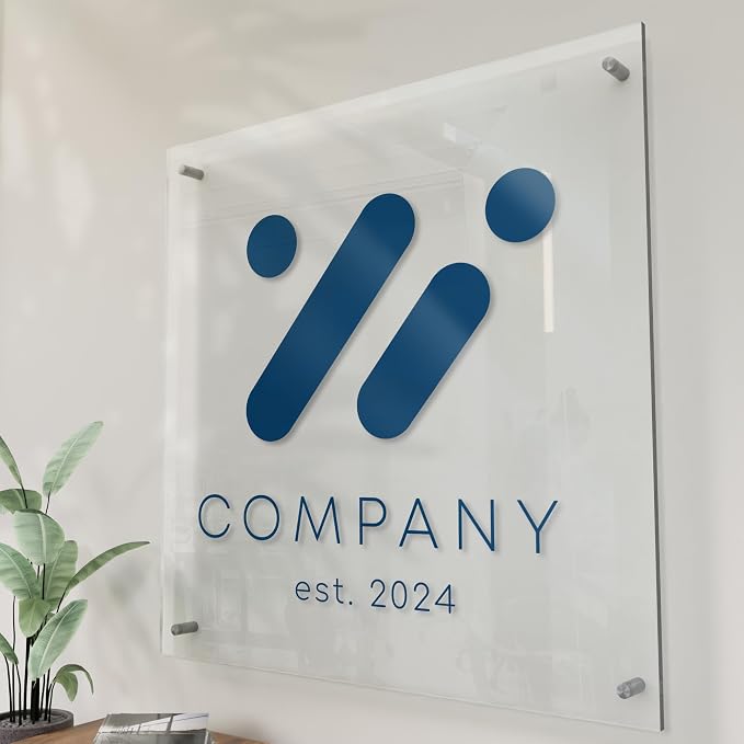 Personalized Floating Custom Acrylic Business Logo Sign | Free Company Vector by E-GraphicDesignInc