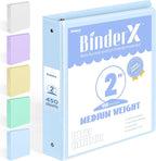 BinderX Extra Durable 3 Ring Binder, Round Ring 2 Inch Binders, Fits 450 Sheets by Sooez