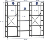 NUMENN Triple Wide 4 Tier Bookshelf, Adjustable Rustic Industrial Style - Image 3