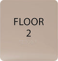 Khaki w/Black ADA Floor 2 Sign by ADACentralSigns