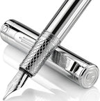 Scriveiner Silver Chrome Fountain Pen, Award Winning Luxury Pen, Heavy Pocket by Scriveiner