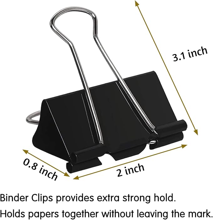 2 Inch Extra Large Binder Clips 48 Pack, Jumbo Paper Clips, Big Paper Clamps - Image 2